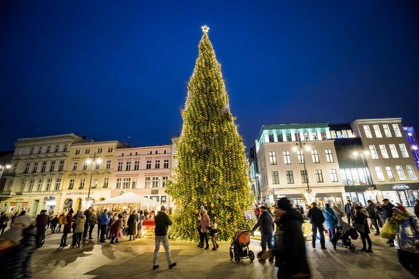 Choinka na Starym Rynku w Bydgoszczy rozbłysła tysiącami światełek [zdjęcia]
