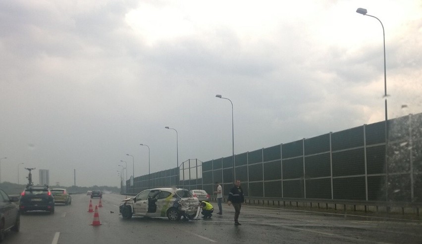 Autostrada A4 wypadek za węzłem Sośnica w kierunku Katowic
