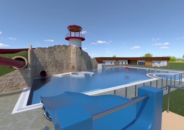 Tak ma wyglądać Centrum Turystyki i Rekreacji „Wyspa” w Chełmku. Jeśli uda się zrealizować ambitny projekt, kąpielisko pod chmurką dla małych i dużych będzie gotowe wiosną 2019 roku