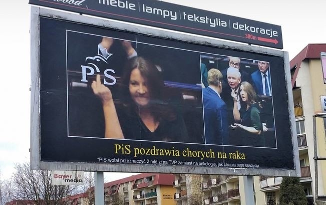 bilboard, Lichocka, zbiórka, baner, wybory, gest Lichockiej.