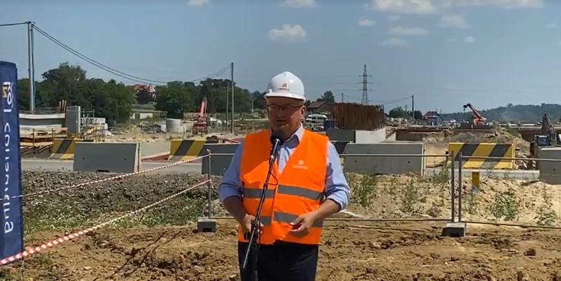 Kraków. Minister Andrzej Adamczyk wizytował budowę północnej obwodnicy. "Trzeba rozwiązywać problemy"