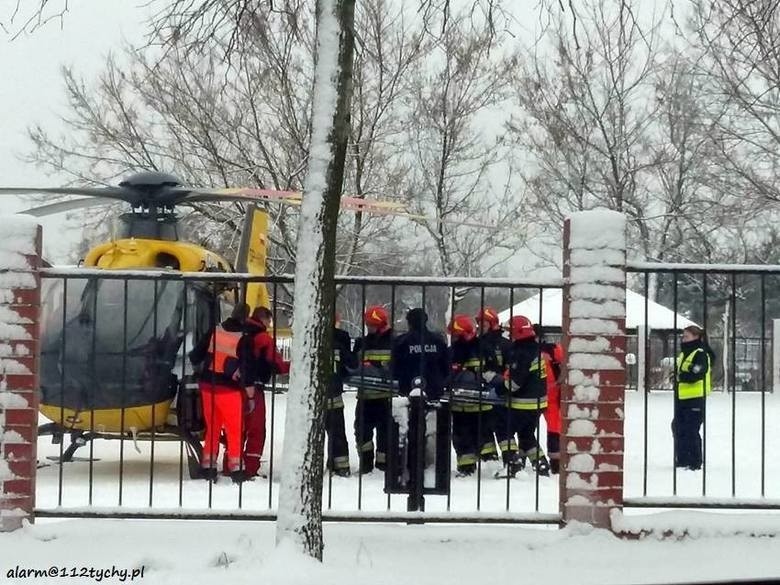 Uczeń został przewieziony do szpitala helikopterem