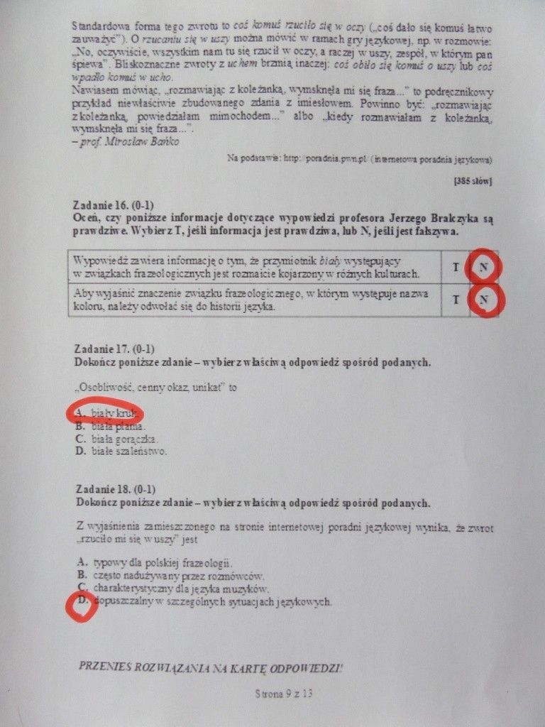 Egzamin gimnazjalny 2013: test z języka polskiego [ODPOWIEDZI]