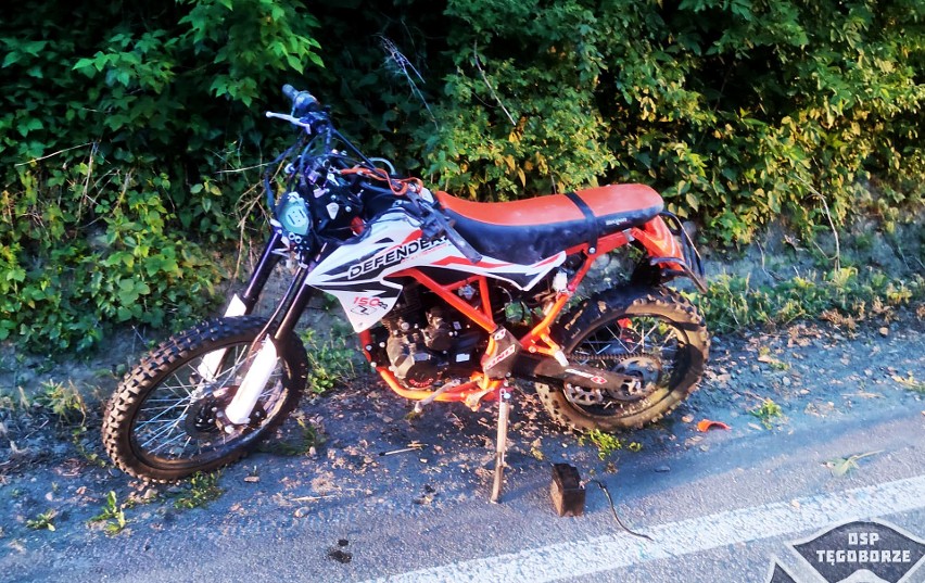 Wypadek motocyklisty nad Jeziorem Rożnowskim. Ranny 17-latek zabrany do szpitala
