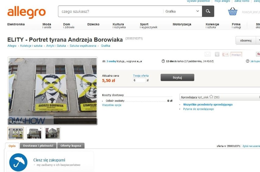Elity Poznania na Allegro. Anarchiści sprzedają portrety! [ZDJĘCIA]