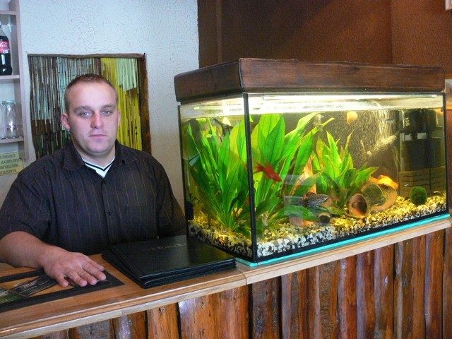 Klienci Peperoni lubią obserwować życie w akwarium, stojącym na barku lokalu.
