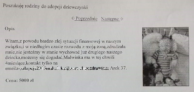 Treść ogłoszenia, które pojawiło się w internecie.