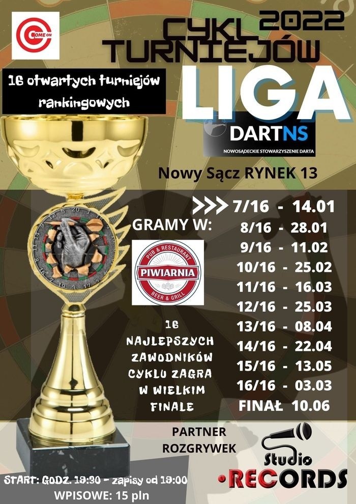 NOWY SĄCZ
Piątek - 11 lutego
Turniej Liga Darts