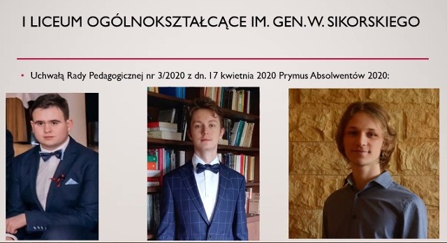 Trzej prymusi "Sikorskiego", od lewej: Adam Piątek, Maciej Standerski i Andrzej Zając.