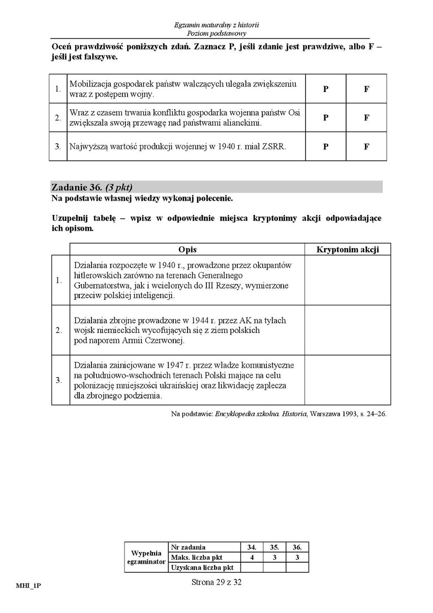 Stara matura 2016: HISTORIA podstawa [ODPOWIEDZI, ARKUSZ...