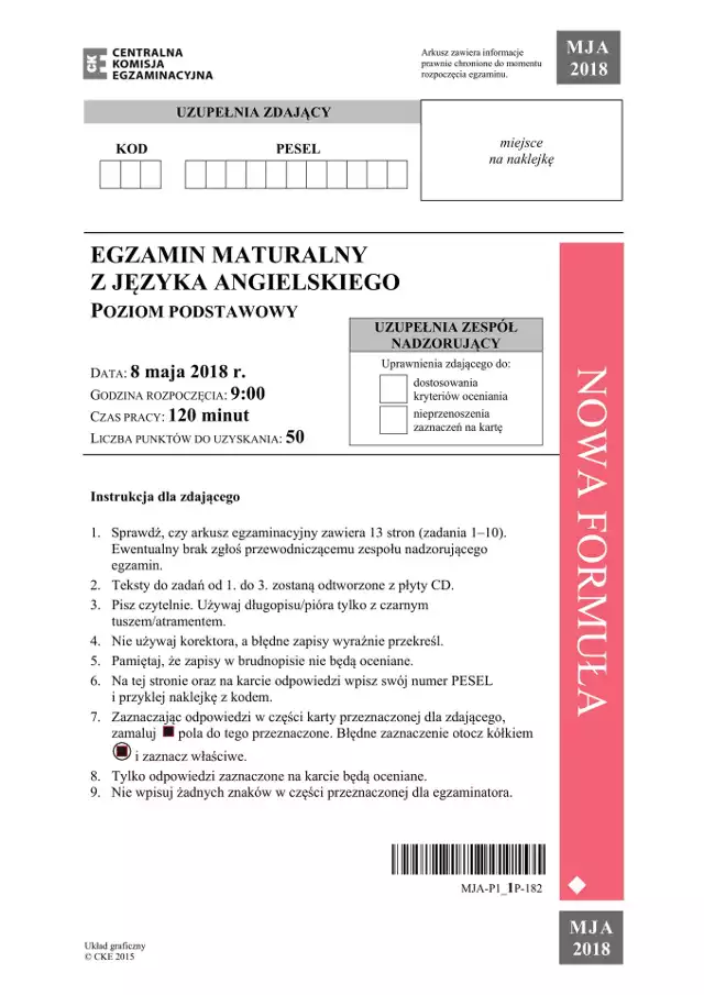 Matura 2018 Angielki podstawowy Pytania, Odpowiedzi, Arkusze CKE MATURA Z ANGIELSKIEGO [08.05.2018]