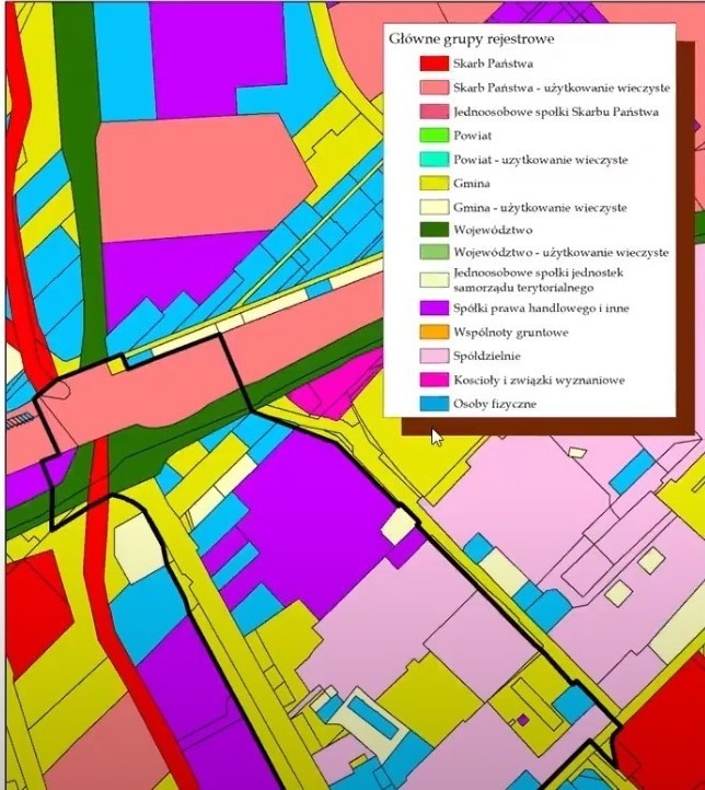 Struktura własnościowa terenów na obszarze Jurowiecka,...