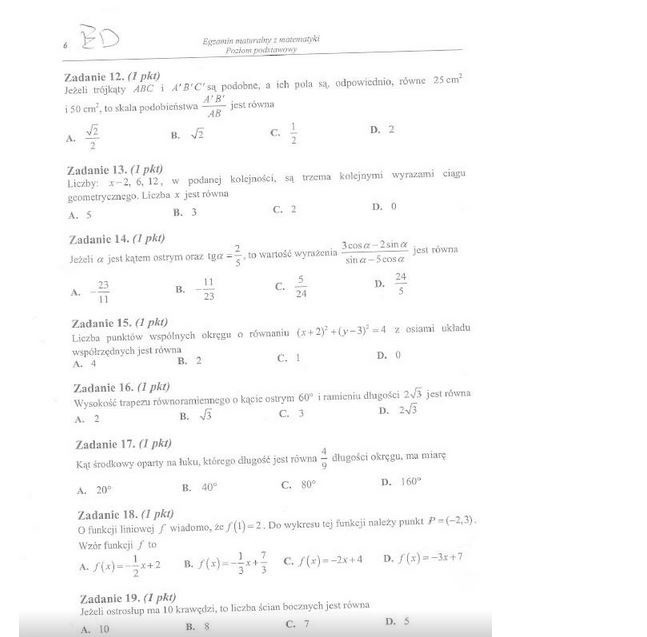 MATURA 2015 MATEMATYKA ARKUSZE CKE POZIOM PODSTAWOWY. NA...