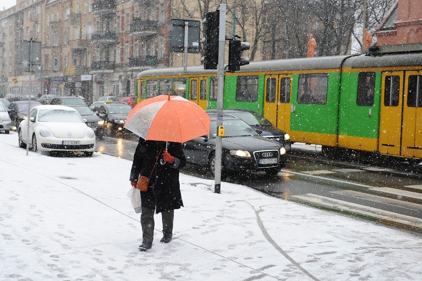 Zima w Poznaniu: Spadł śnieg, jest ślisko