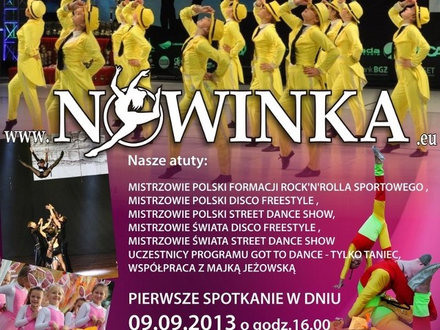 W poniedziałek w hali sportowej przy gimnazjum w Przytocznej odbędą się pierwsze po wakacjach zajęcia zespołu tanecznego Nowinka.