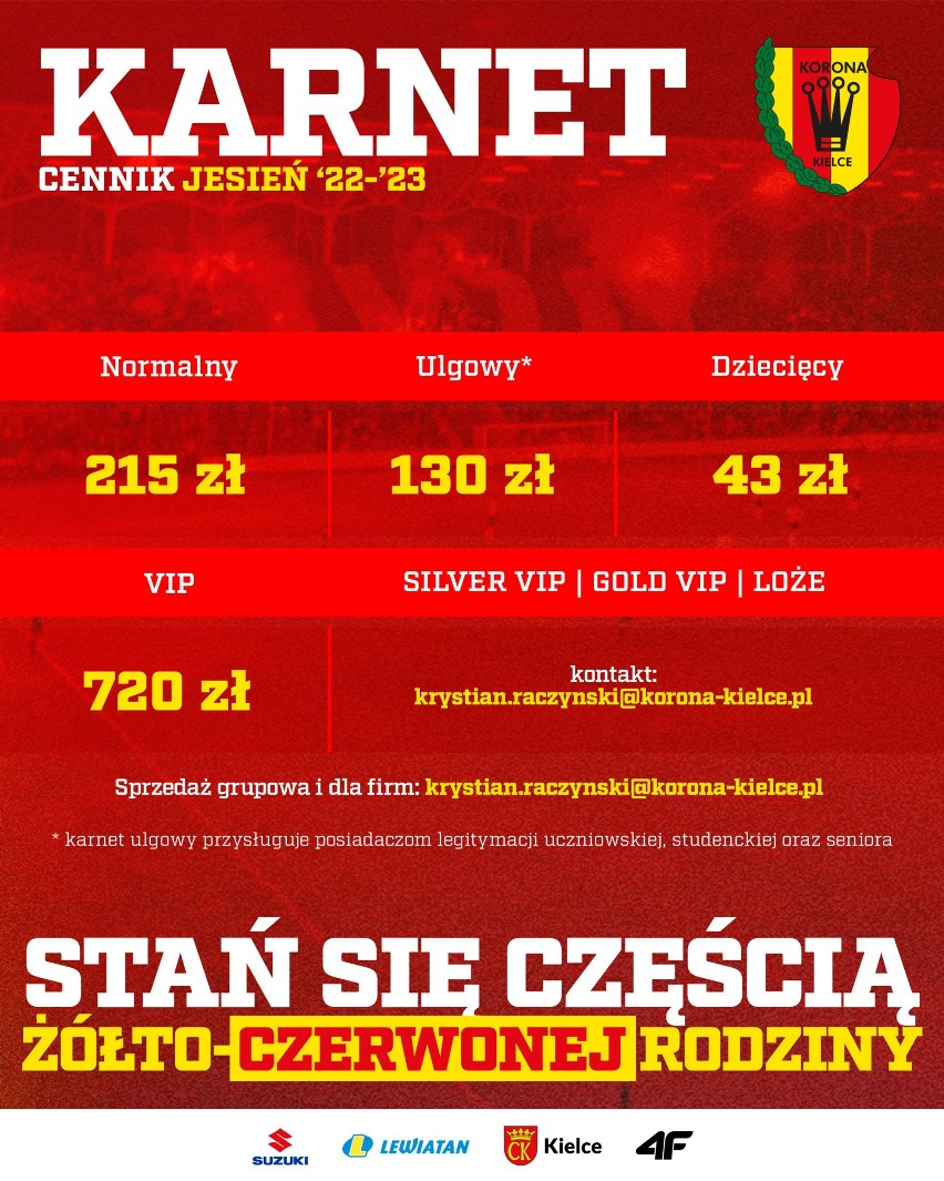 Znamy już ceny biletów i karnetów na mecze Korony Kielce w rundzie jesiennej w PKO Ekstraklasie