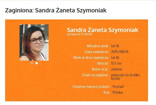 Sandra Żaneta Szymoniak zaginęła. Ostatni raz widziana była w Poznaniu