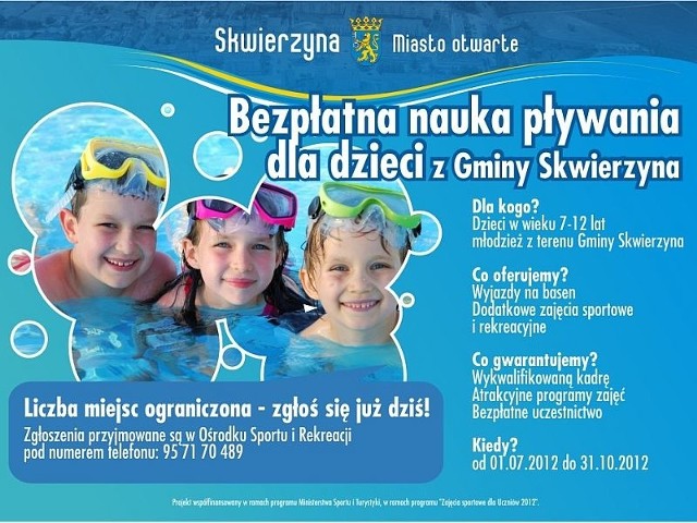 Z darmowej nauki pływania korzysta ponad 40 dzieci ze Skwierzyny.