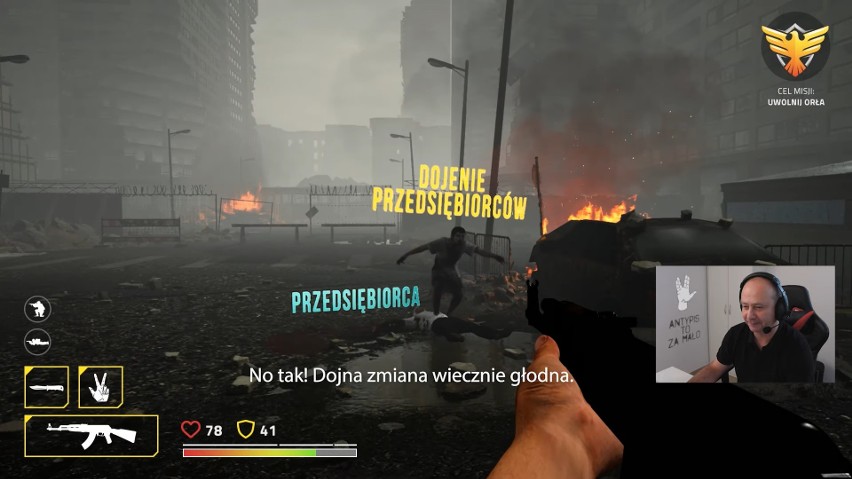 Wybory parlamentarne 2019. Bochnia. Oryginalny spot Jacka Pająka w formie gry komputerowej, kandydat na posła walczy z "zombie PiS-u"