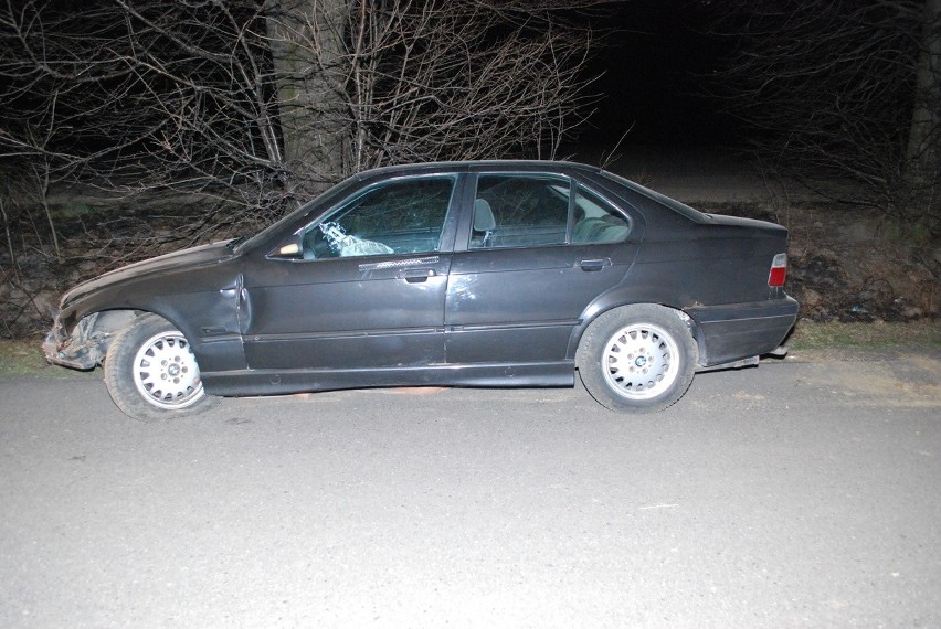 Fredropol. Pijany 33-latek w BMW uszkodził znak drogowy i wjechał na pole [ZDJĘCIA]