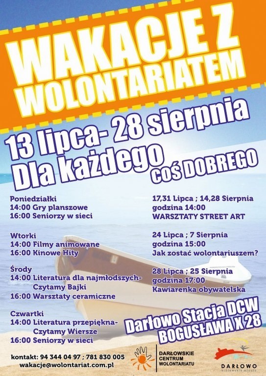 Od 13 lipca w Darłowie rozpoczynają się "Wakacje z wolontariatem&#8221;- program zajęć wakacyjnych, który jest ciekawą alternatywą spędzania wolnego czasu.