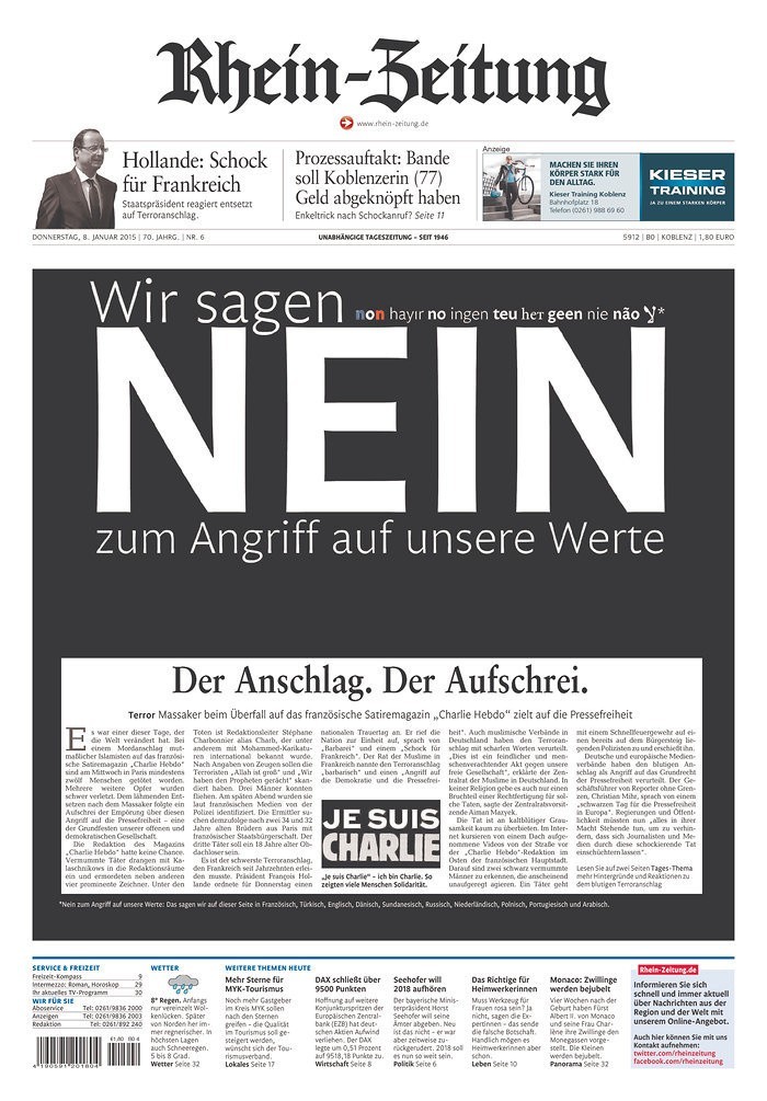"Rhein-Zeitung" wyraża swój sprzeciw i publikuje tytuł...