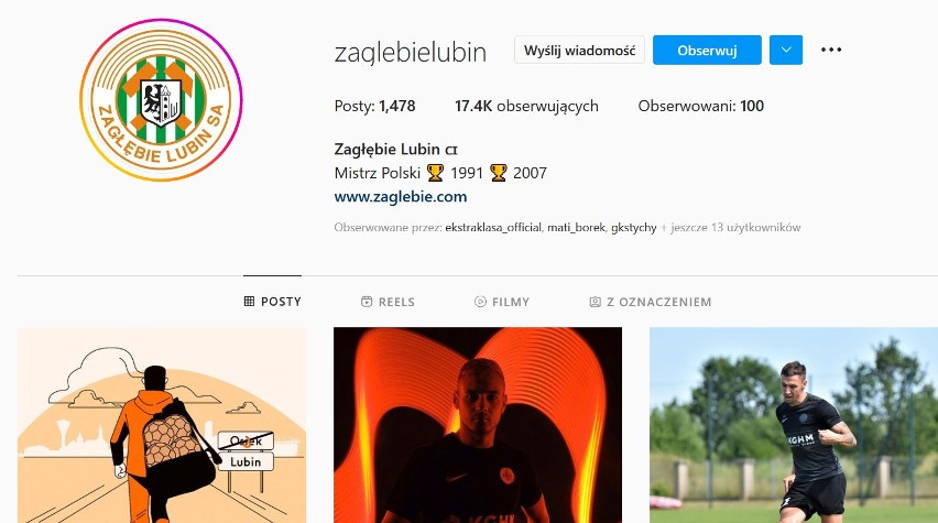 16. miejsce: Zagłębie Lubin - 17.457 obserwujących na...