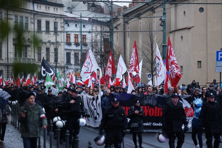 Kraków. IV Marsz Wolnej Polski w Święto Niepodległości