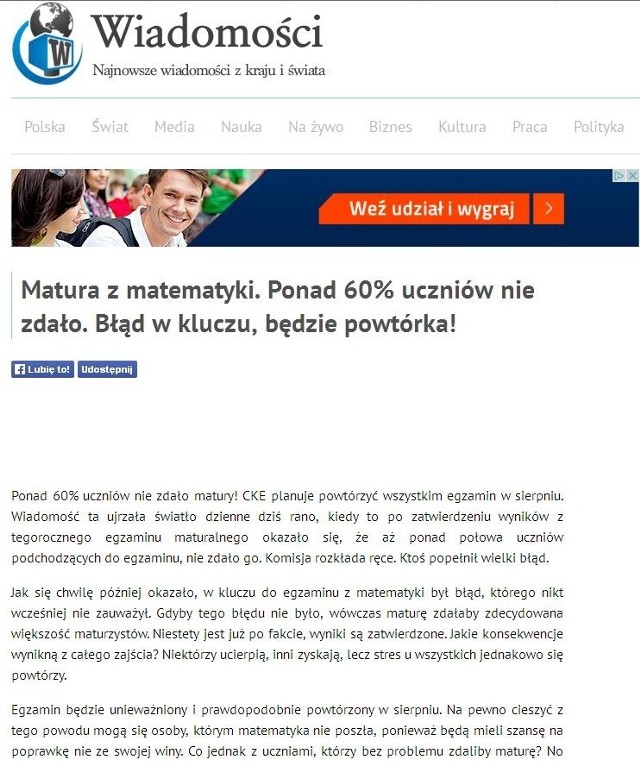Strona najlepsze-informacje.pl podaje nieprawdziwe wiadomości.