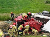 Wypadek ciężarówki na autostradzie A4 w Mysłowicach. Pojazd się przewrócił i zapalił. Droga była zablokowana