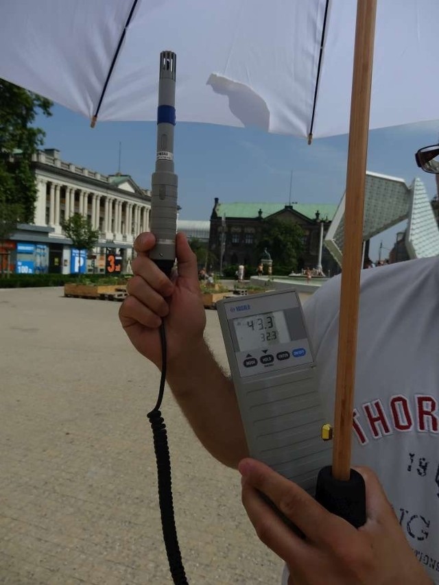 Na placu Wolności, gdzie nie brakowało odpoczywających poznaniaków, temperatura powietrza wynosiła 34,4 stopnia Celsjusza w cieniu. Spory podmuch wiatru sprawił, że temperatura spadła o 2 stopnie. – Wiatr "przewentylował" nam powietrze w zamkniętej przestrzeni między budynkami placu Wolności  – stwierdził dr Juszczak.