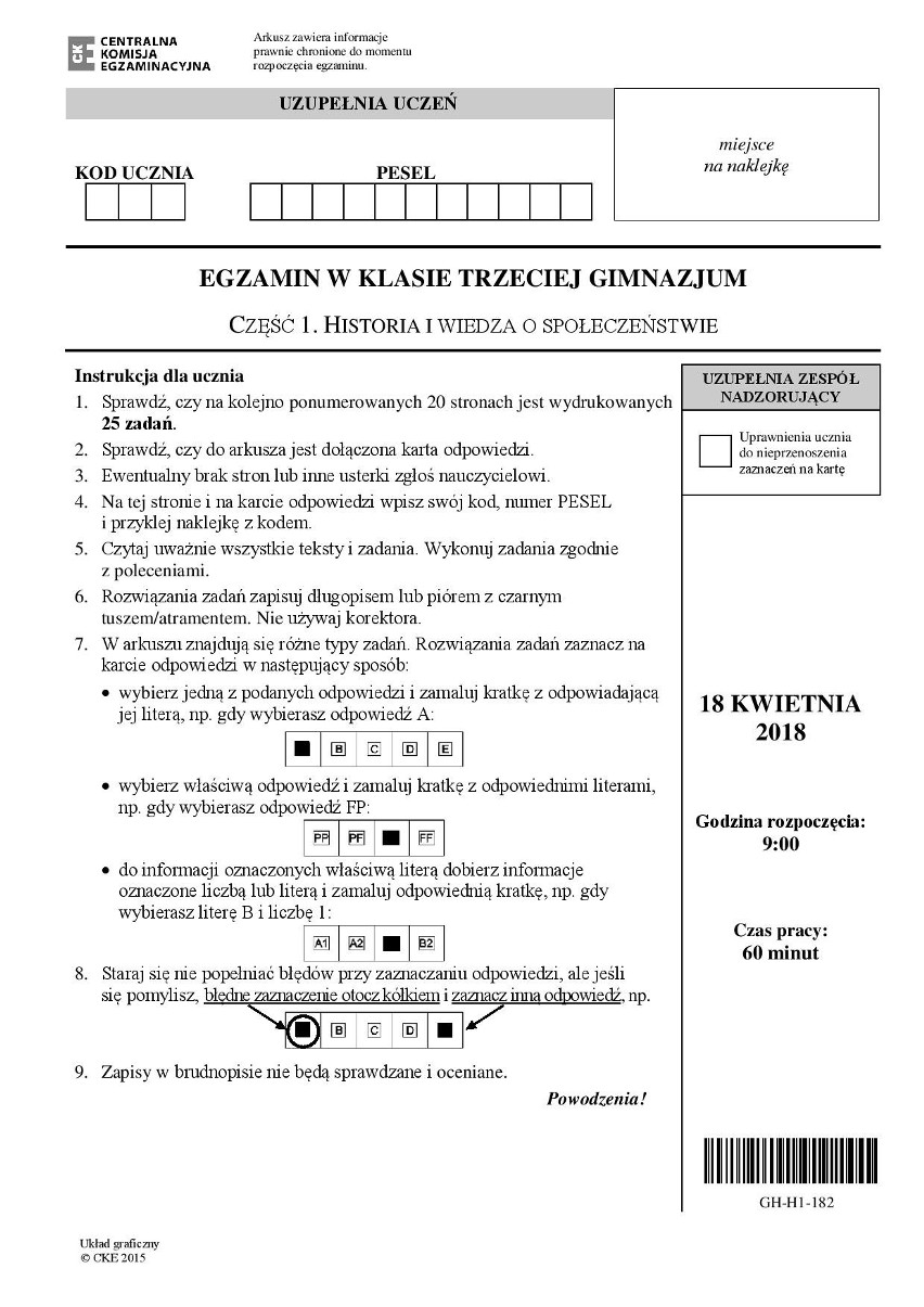 EGZAMIN GIMNAZJALNY 2018. CO BYŁO? [PYTANIA, ODPOWIEDZI, ARKUSZE CKE]