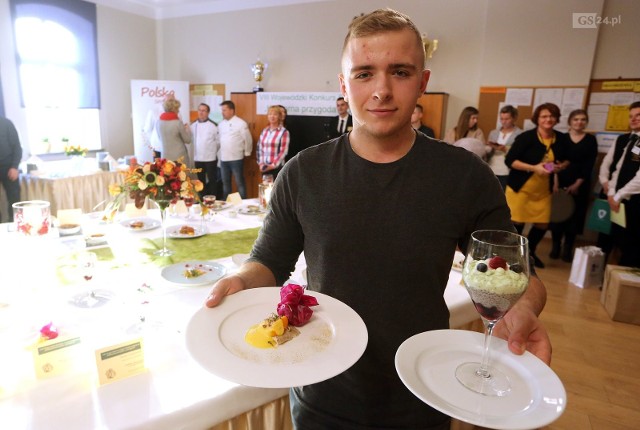 Paweł Trusiewicz z Zespołu Szkół nr 5 w Stargardzie okazał się najlepszy w VIII Wojewódzkim Konkursie Sztuki Kulinarnej i Kelnerskiej. Jego zakąska z pstrąga i dyni oraz pudding na bazie owoców leśnych najbardziej smakowały.Zobaczcie wszystkie smakowite dania!