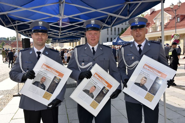 Od lewej: mł. asp. Tomasz Prochowicz, mł. asp. Radosław Antoszczuk, asp. Mariusz Baran