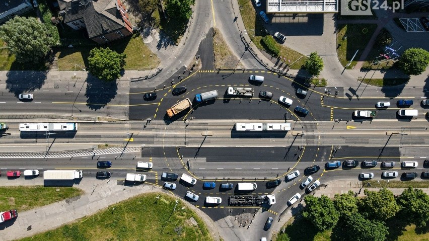 Tymczasowe rondo na ul. Energetyków w Szczecinie