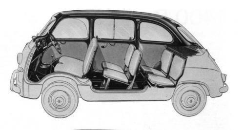 Fot. Fiat: W Multipli z 1956 roku 6 pasażerów ulokowano w...