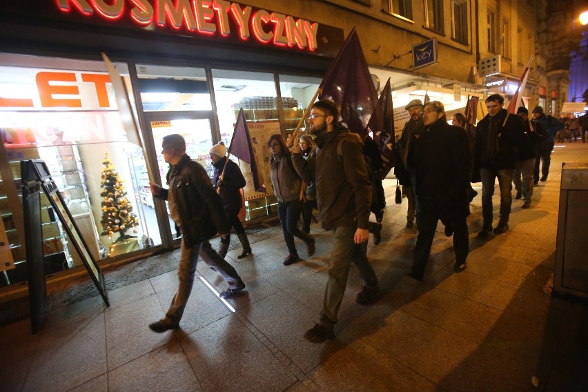 Demonstracja Partii Razem w Katowicach