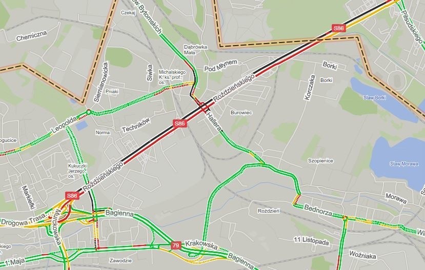 Gigantyczny korek na DK86 w kierunku Katowic. Utrudnienia występują na 7-kilometrowym odcinku [FOTO]