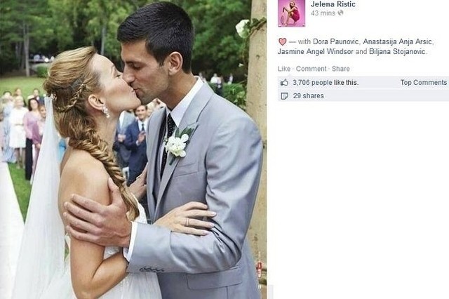 Novak Djoković i Jelena Ristić (fot. screen z Facebook.com)