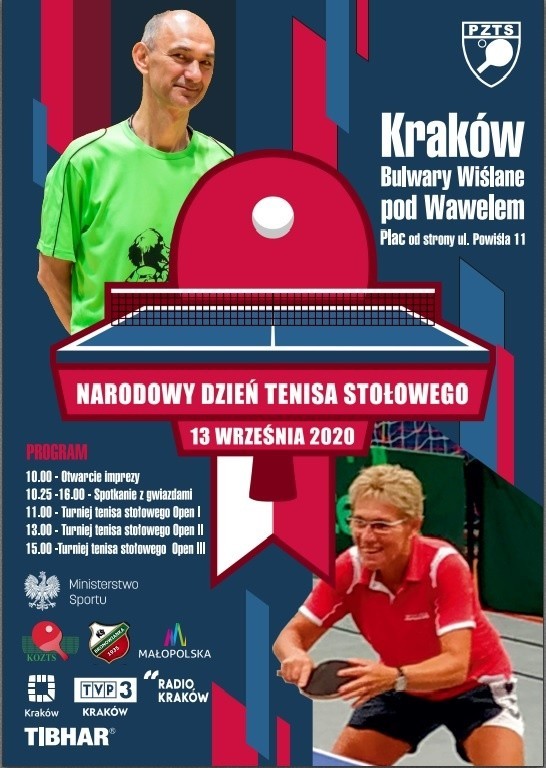 Narodowy Dzień Tenisa Stołowego 2020 w Krakowie. Można zagrać z Leszkiem Kucharskim i Jolantą Szatko-Nowak 