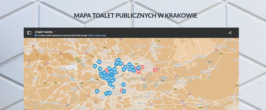 Kraków. Powstała mapa... miejskich toalet. Wiecie ile ich mamy? Znaleziono 60