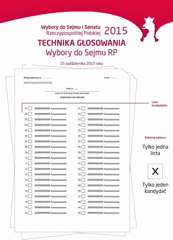 To jedna kartka z całej karty - broszury w głosowaniu do Sejmu
