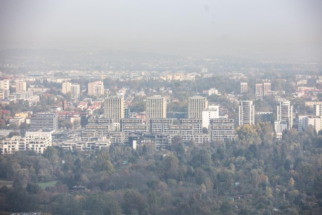 Smog w Krakowie widziany z Kopca Kościuszki