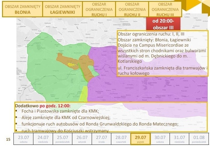 Organizacja ruchu podczas Światowych Dni Młodzieży w Krakowie [MAPY POGLĄDOWE]