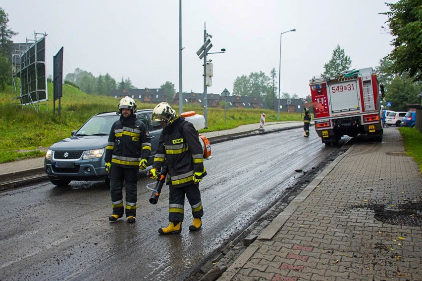 Kościelisko. Kilkukilometrowa plama oleju. Strażacy wezwali policję [ZDJĘCIA]