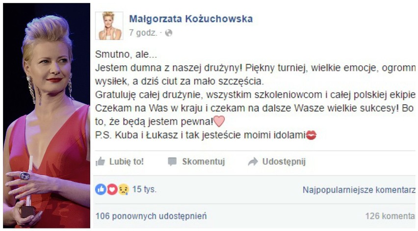 Małgorzata Kożuchowska pięknie podziękowała piłkarzom za...