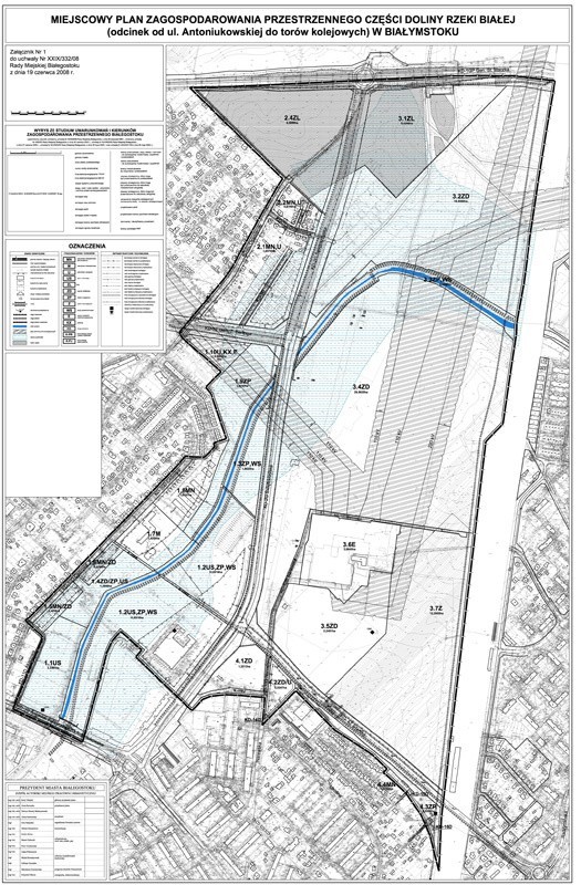 Miejscowy plan zagospodarowania przestrzennego części doliny rzeki Białej (odcinek od ul. Antoniukowskiej do torów kolejowych) w Białymstoku.