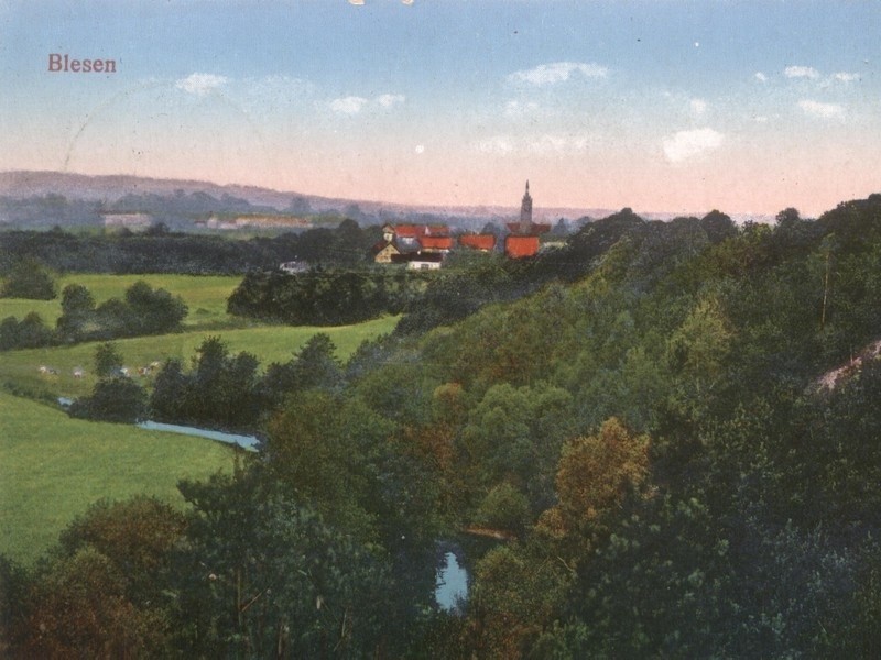 Panorama Bledzewa na pocztówce z okresu pierwszej wojny