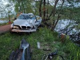 Groźny wypadek na Dolnym Śląsku. Samochód z dziećmi uderzył w drzewo i wpadł do stawu 