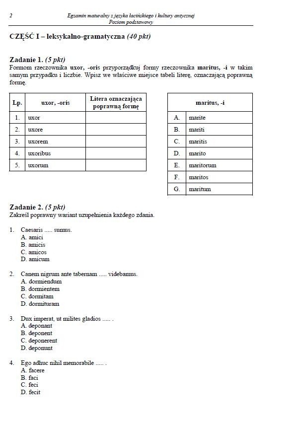 Matura 2013: Język łaciński i kultura antyczna - poziom podstawowy [ARKUSZ, ODPOWIEDZI, KLUCZ CKE]